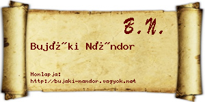Bujáki Nándor névjegykártya